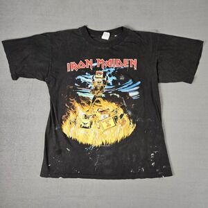 Vintage‎ Iron Maiden Holy Smoke Concert T Shirt 1990 Black Size XL Distressed